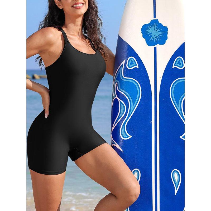 Asoul Athletic Boyleg Swimsuits For Womens Crisscross One Piece Bathing Suits Double Straps Swimwear