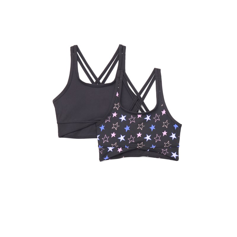 Atheltic Works Girls Crossover Strappy Back Sports Bra 2 Pack Sizes XS-XXL