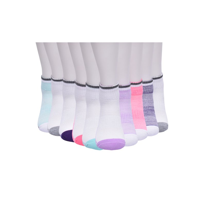 Athletic Works Girls Cushioned Ankle Socks 10-Pack Sizes S (6-10.5) - L (4-10)