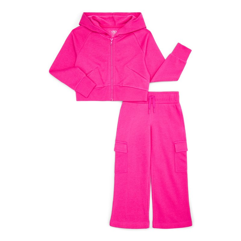 Athletic Works Girls Fleece Hoodie and Cargo Pants Set 2-Piece Sizes 4-18 & Plus