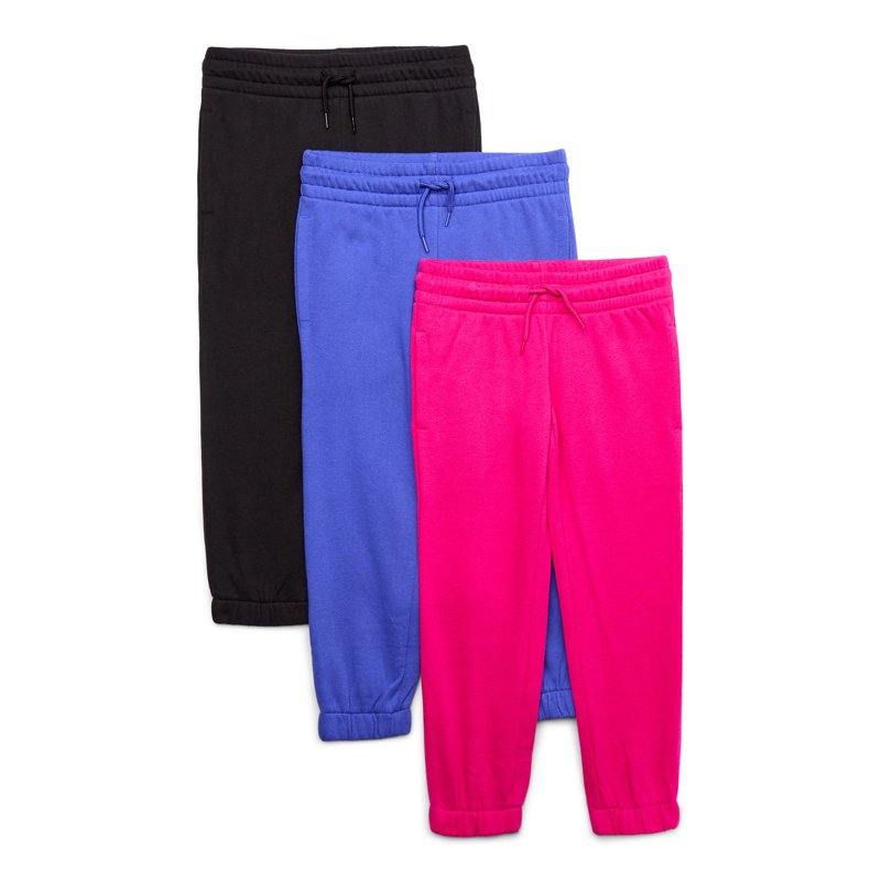 Athletic Works Girls Fleece Joggers 3-Pack Sizes 4-18 & Plus
