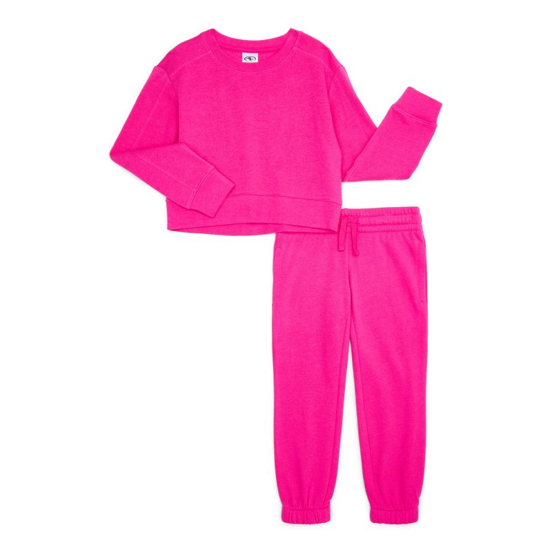 Athletic Works Girls Fleece Sweatshirt and Sweatpants Set 2-Piece Sizes 4-18 & Plus