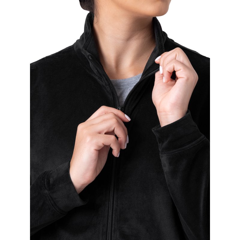Athletic Works Women's Active Velour Zip-Up Track Jacket And Pants 2-Piece Set