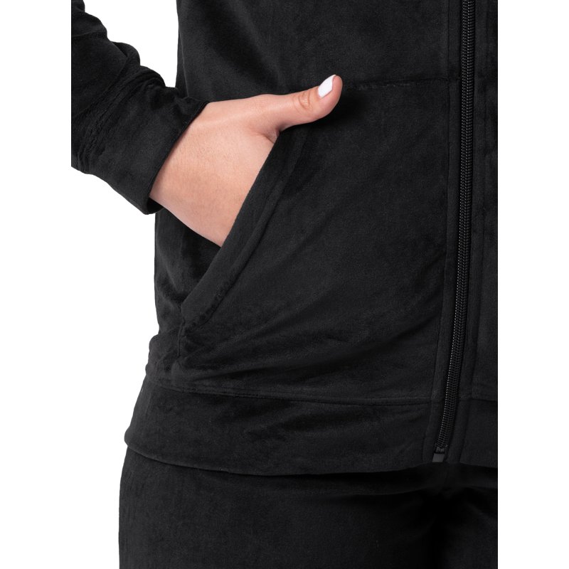 Athletic Works Women's Active Velour Zip-Up Track Jacket And Pants 2-Piece Set