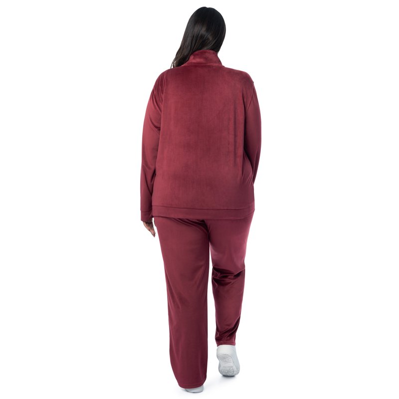 Athletic Works Women's Plus Active Velour Zip-Up Tracksuit Set 2-Piece Set