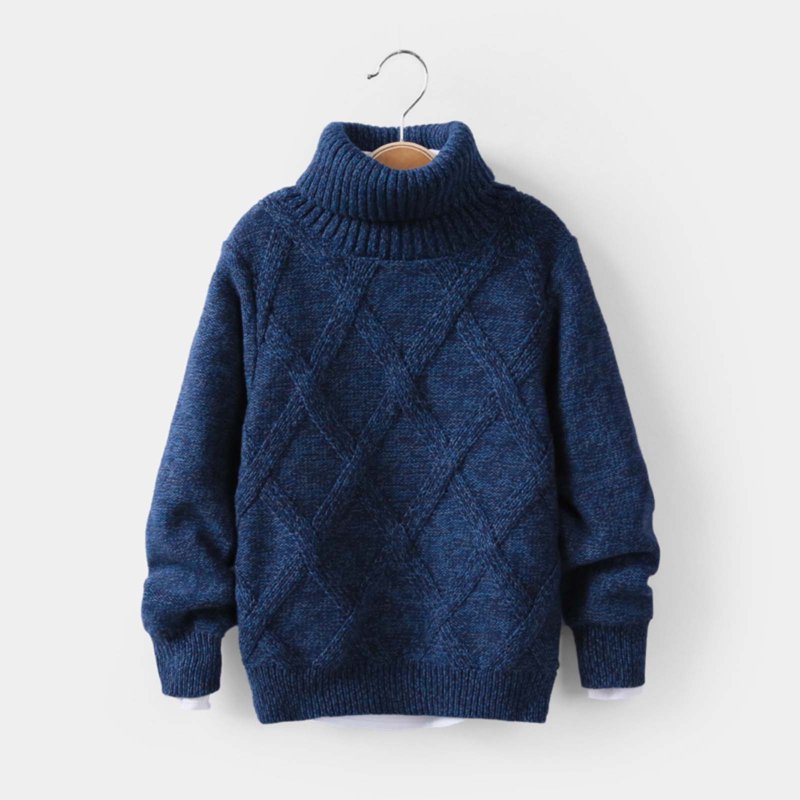 ATOGUTA Boys Girls Sweaters Knitted Sweater Pullover Long Sleeve Turtleneck Sweater Blue Size 2T-12