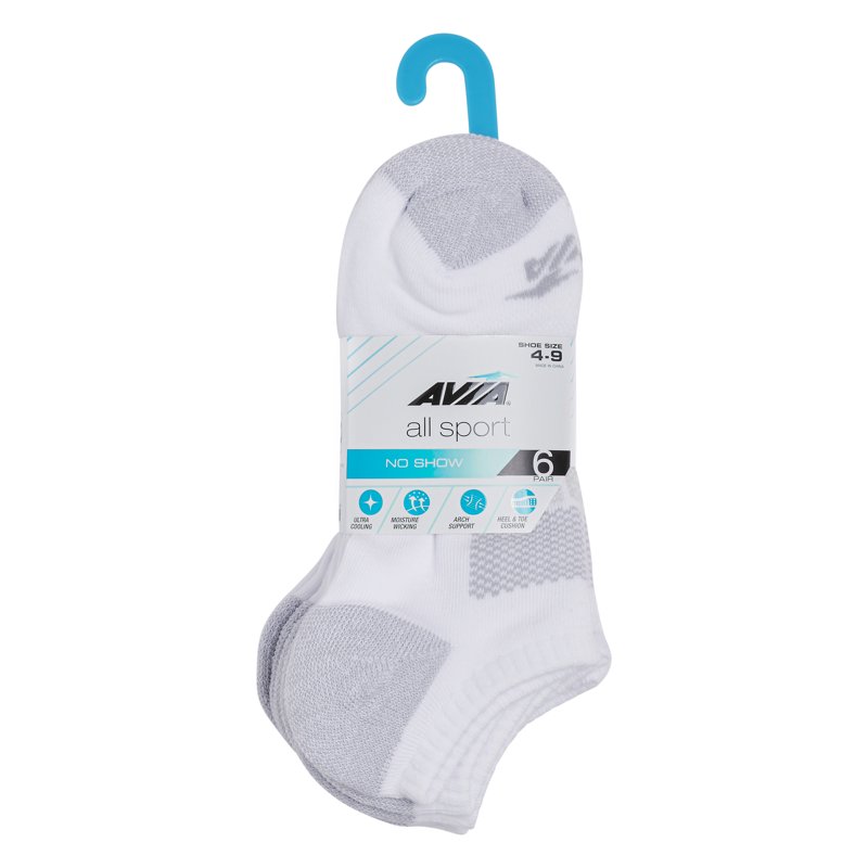 Avia Women's All Sport Athletic Cushion No Show Socks Stocking Stuffers 6-Pack