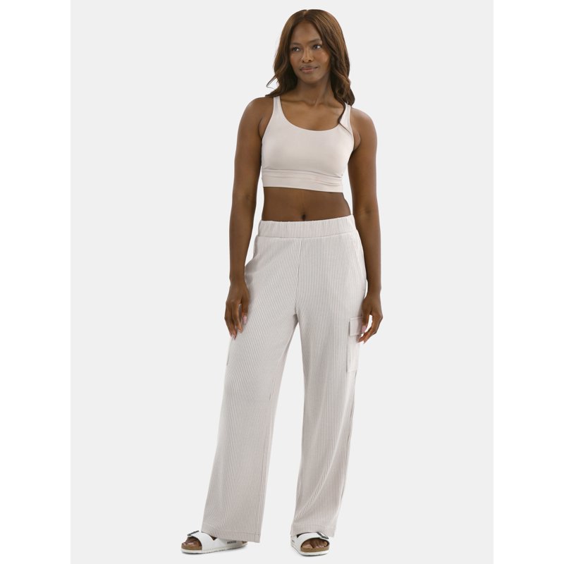 Avia Women’s And Women's Plus Corded Ribbed Seamed Wide-Leg Pants Sizes XS-4X