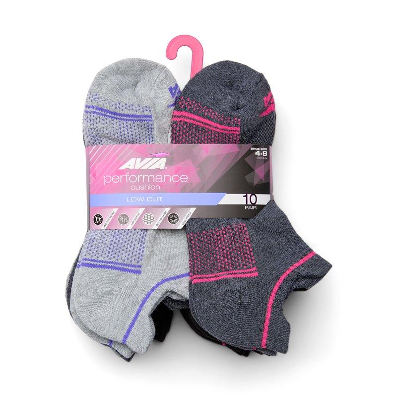 Avia Women's Performance Cushion Low Cut Socks With Back Tab Stocking Stuffers 10 Pack