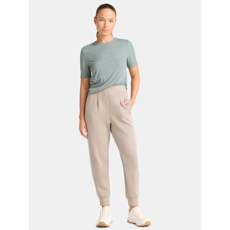Avia Women's Scuba Knit Pleat Joggers With Pockets Size XS-4X