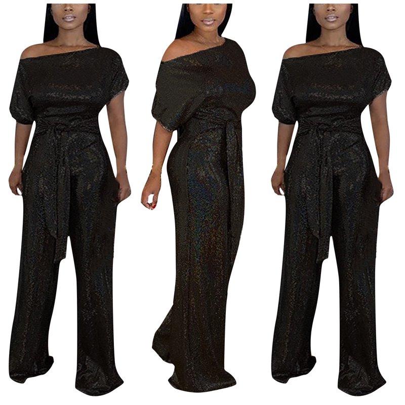 AWdenio Women's Jumpsuits Rompers & Overalls Women's Banquet Evening Dress Elegant Off Shoulder Colorful Bright Jumpsuit