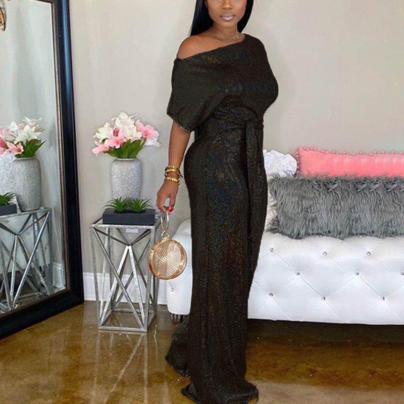 AWdenio Women's Jumpsuits Rompers & Overalls Women's Banquet Evening Dress Elegant Off Shoulder Colorful Bright Jumpsuit