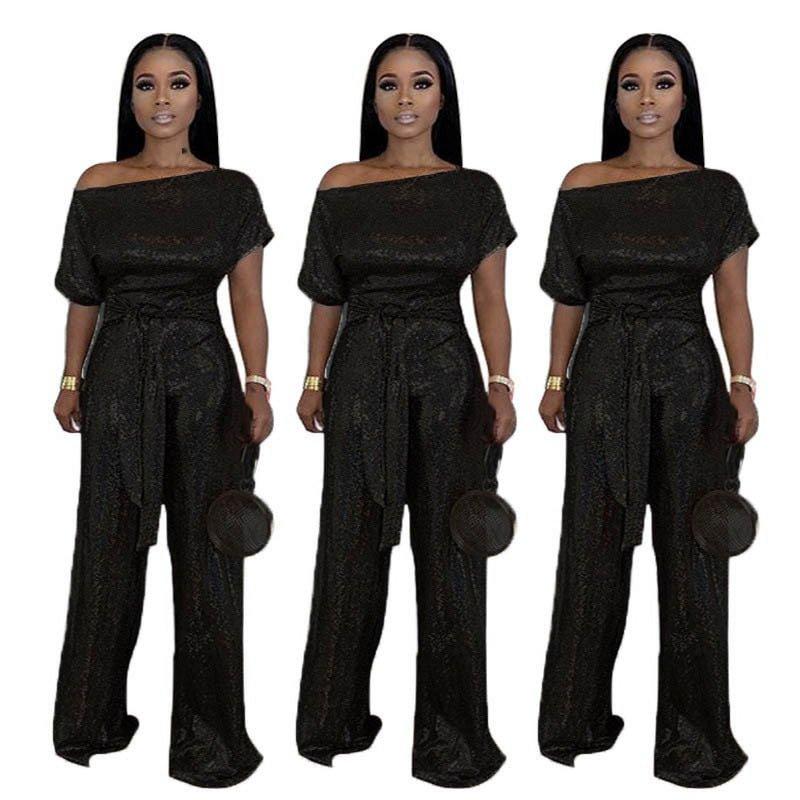 AWdenio Women's Jumpsuits Rompers & Overalls Women's Banquet Evening Dress Elegant Off Shoulder Colorful Bright Jumpsuit