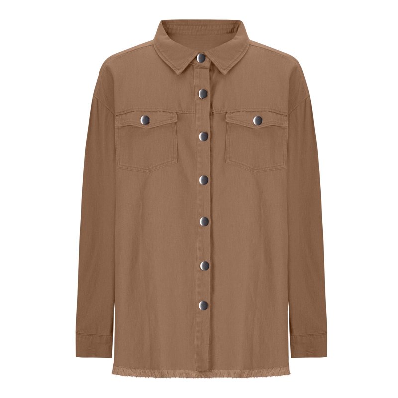 Ayolanni Jean Plus Size Women Coats Brown Long Sleeve Solid Jackets Heated Jacket For Women