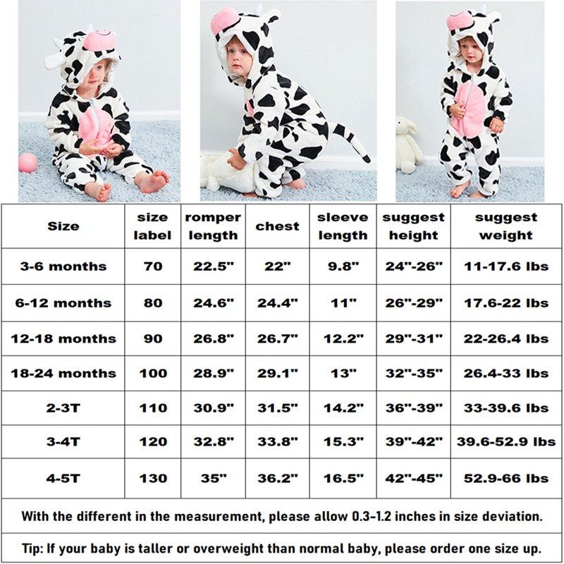 Baby Cow Costumes Unisex Toddler Onesie Halloween Dress Up Romper 18-24 Months