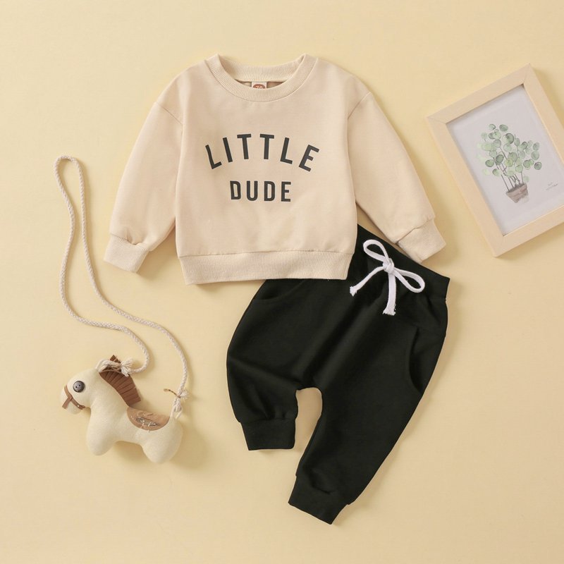 Baby Winter Clothes Ropa De Bebe NiñO Toddler Baby Boy Clothes Long Sleeve Sweatshirt Pants Set Fall Winter Outfits Beige 0-6 Months