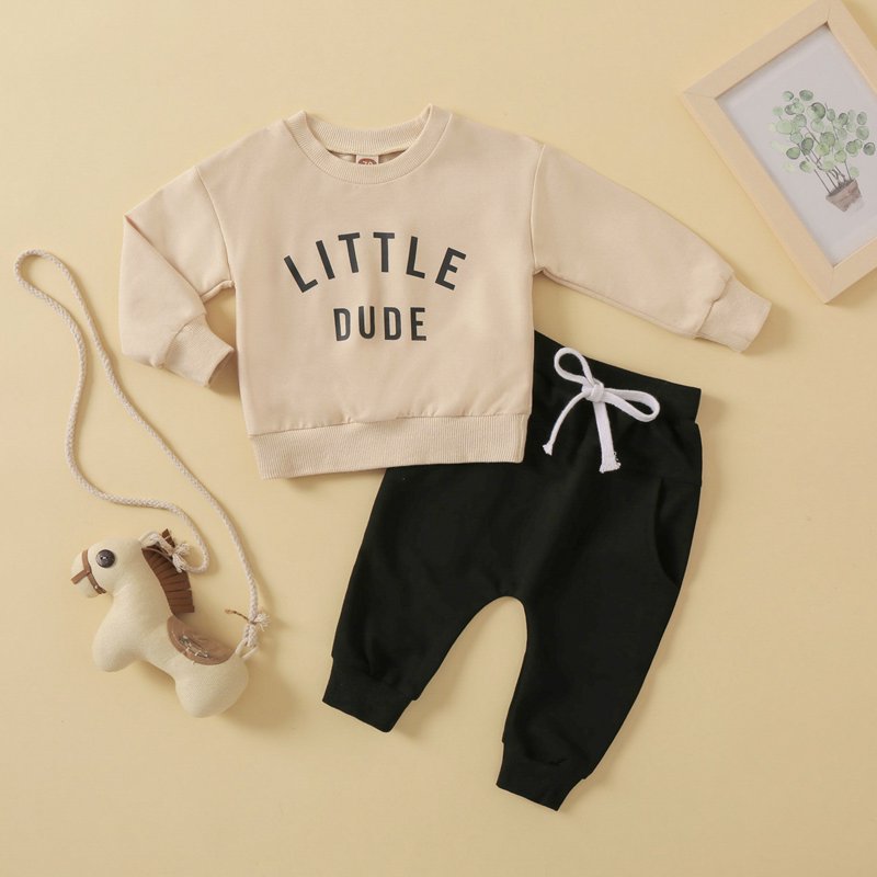 Baby Winter Clothes Ropa De Bebe NiñO Toddler Baby Boy Clothes Long Sleeve Sweatshirt Pants Set Fall Winter Outfits Beige 0-6 Months