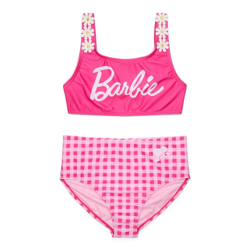 Barbie Girls Bikini Top and Bottoms Swimsuit Set with UPF 50+ 2-Piece Sizes 4-12