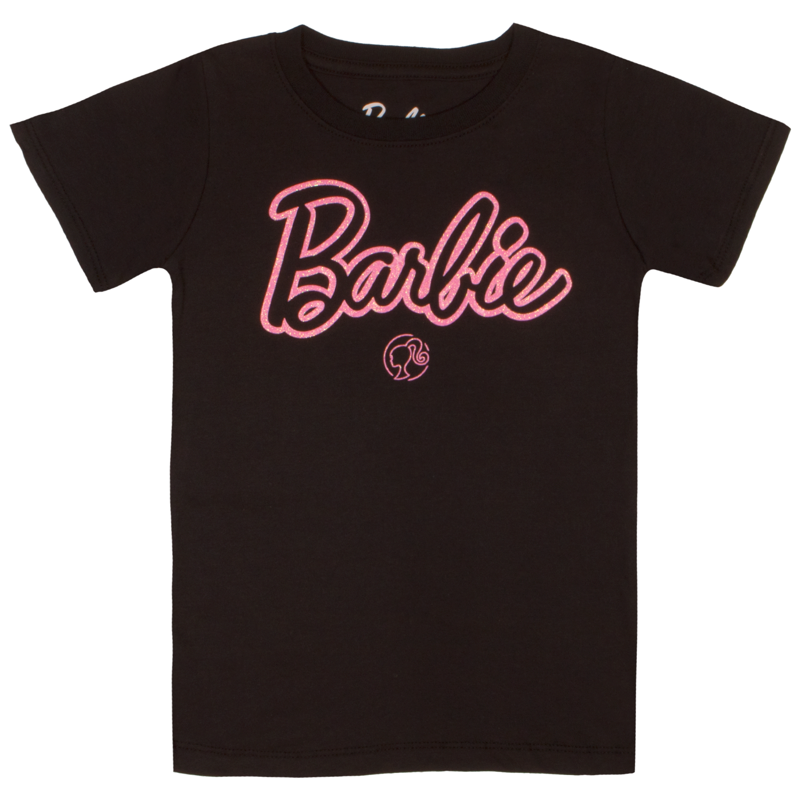 Barbie Girls Tee Varsity Text 1959 GRL PWR Babie Logo Silhouette T-shirts For Girls 2-Pack Bundle Set (Sizes 4-16)