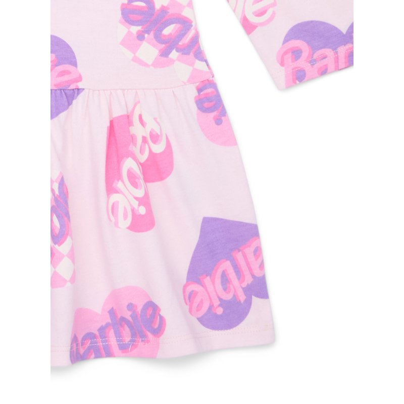 Barbie Toddler Girls Print Drop Waist Dress With Long Sleeves Sizes 12M-5T