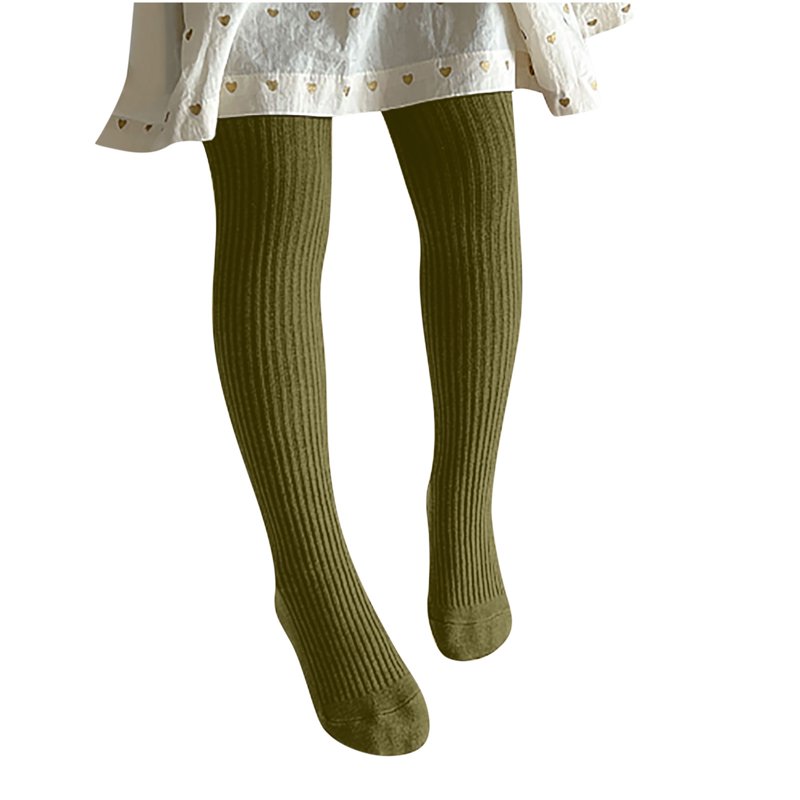 bbymog Winter Footed Knits Stockings for Girls Warm Tights Socks and Leggings Army Green XL
