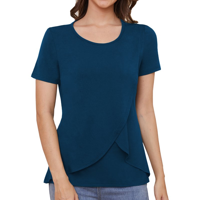 Beaisland Maternity Shirts Short Sleeve Nursing Tops 3-Pack