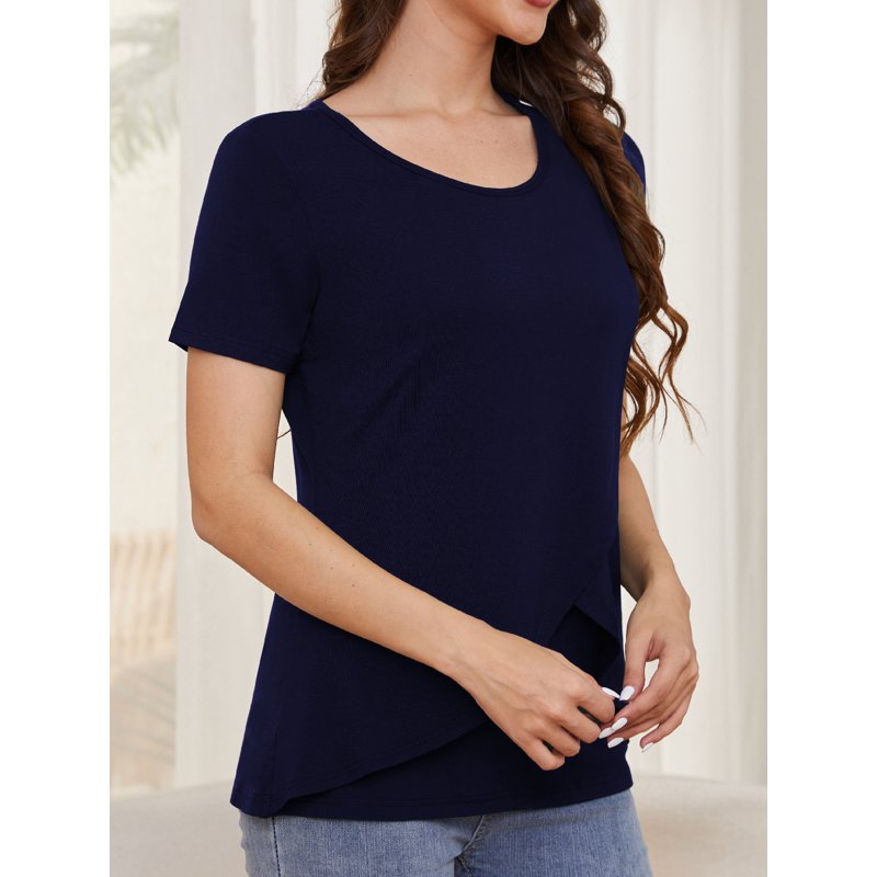 Beaisland Maternity Shirts Short Sleeve Nursing Tops 3-Pack