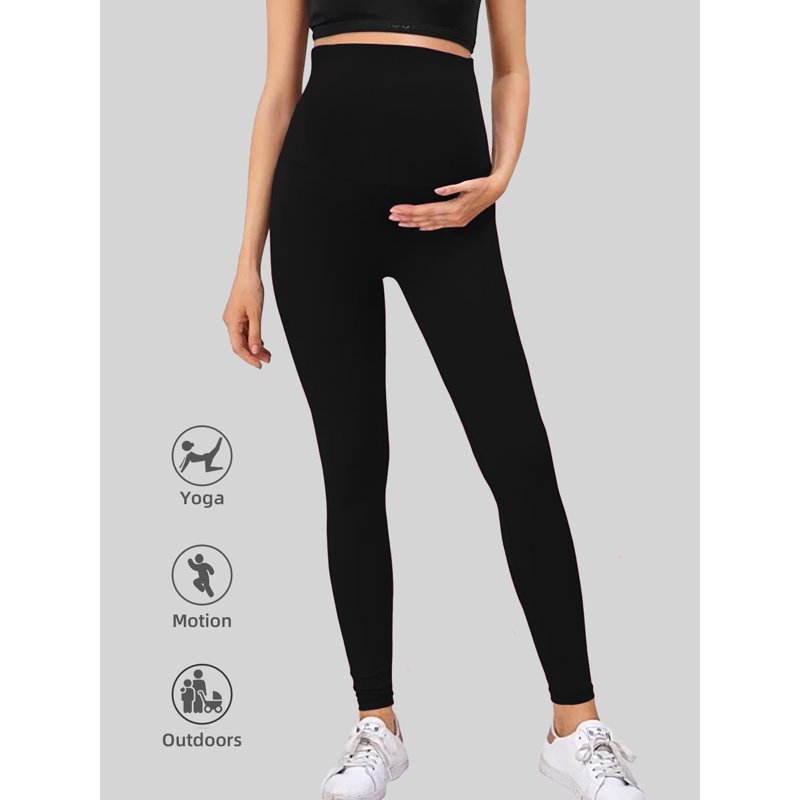 Beaisland Women's Maternity Leggings Over The Belly Pregnancy Yoga Pants Workout Activewear Leggings 2-Pack