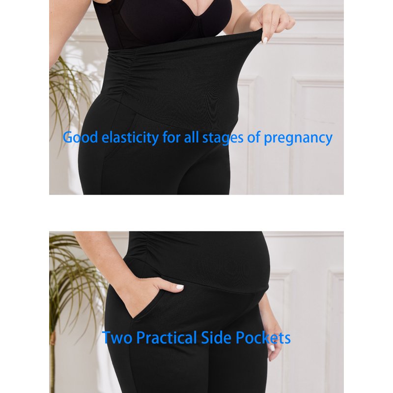 Bearsland Women's Plus Size Maternity Leggings Over Belly Pregnancy Yoga Pants Active Wear Workout Pants With Pocket 3-Pack