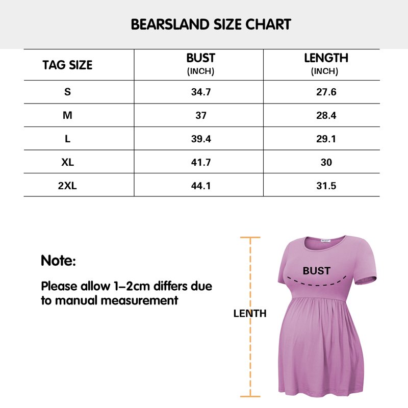 Bearsland Women's Short Sleeve Maternity Shirts Tops Pregnancy Clothes 3-Pack