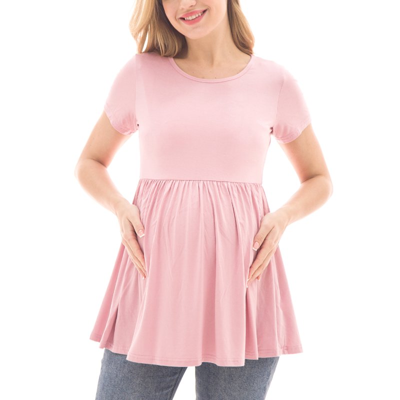 Bearsland Women's Short Sleeve Maternity Shirts Tops Pregnancy Clothes 3-Pack