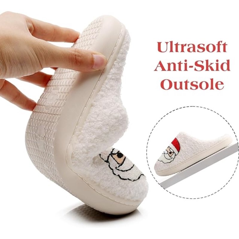 BERANMEY Christmas Reindeer Slippers For Womens Mens Plush Warm Santa Claus Slippers Fuzzy House Slippers Christmas Gifts For Girls Women Girlfriend