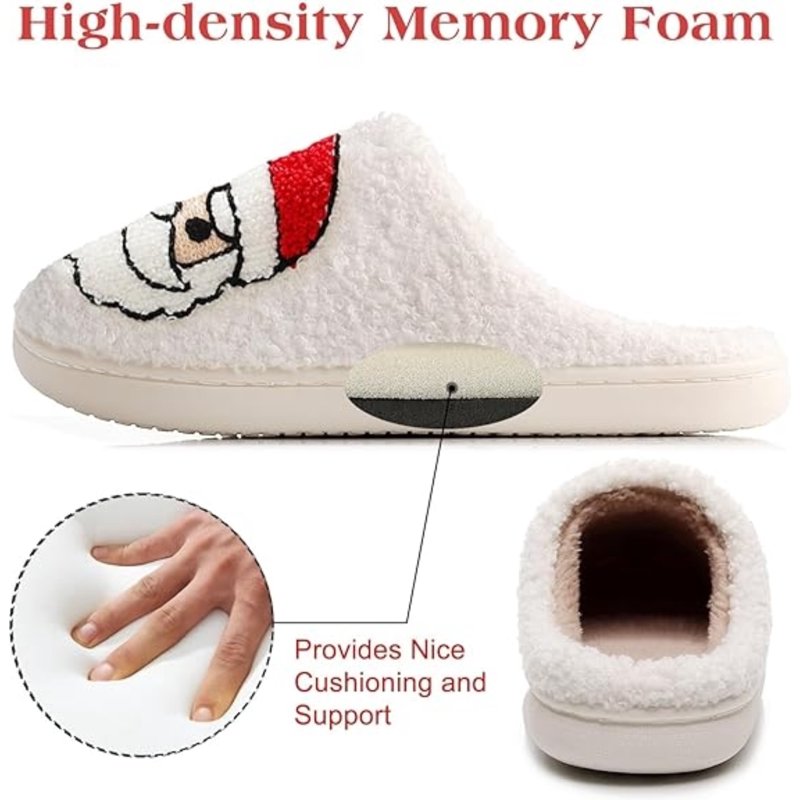 BERANMEY Christmas Reindeer Slippers For Womens Mens Plush Warm Santa Claus Slippers Fuzzy House Slippers Christmas Gifts For Girls Women Girlfriend