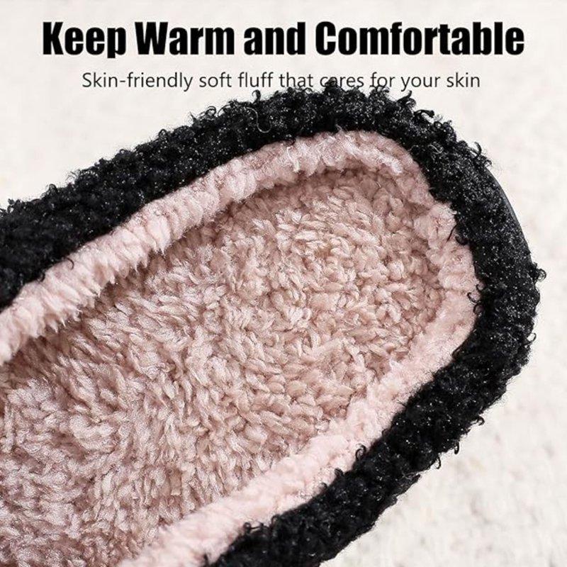BERANMEY Cute Valentine's Day Slippers For Women Soft Plush Comfy Warm Slip-On Rose Heart Love Couple Slippers Fo Women Indoor Fluffy House Slippers For Women And Men Non-slip Fuzzy Flat Slides