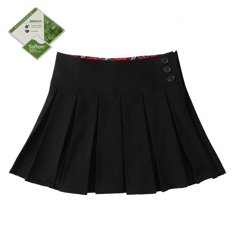 Bienzoe Girl's Stretchy Pleated Adjust Waist School Uniforms Skirt Black 10