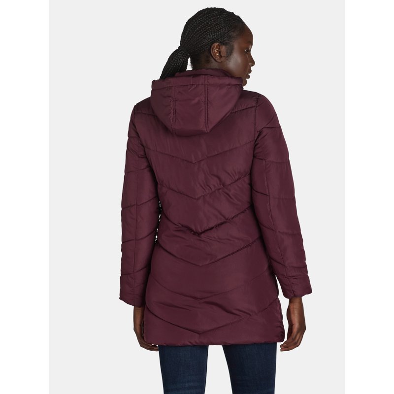 Big Chill Women's And Women's Plus Chevron Quilted Puffer Jacket With Hood Sizes S-3X