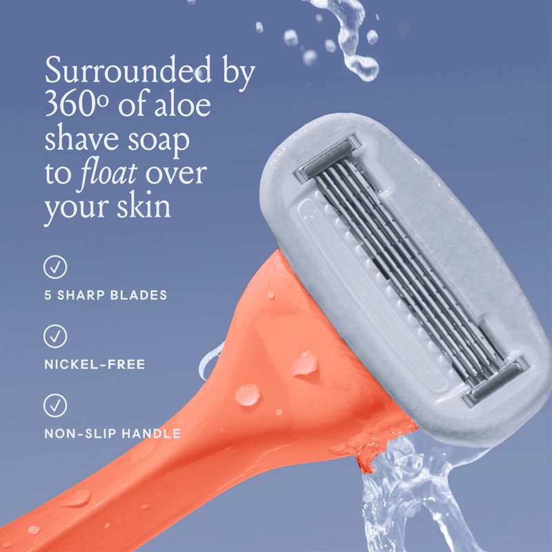 Billie Women’s Razor Kit 1 Handle + 2 X 5-Blade Refills + Magnetic Holder Malibu Color