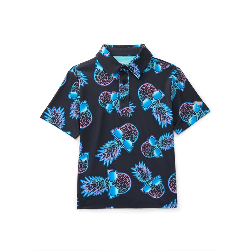 Birdie Bound Boys Ombré Pineapple Print Polo Top with UV 30 Sizes XS-XL