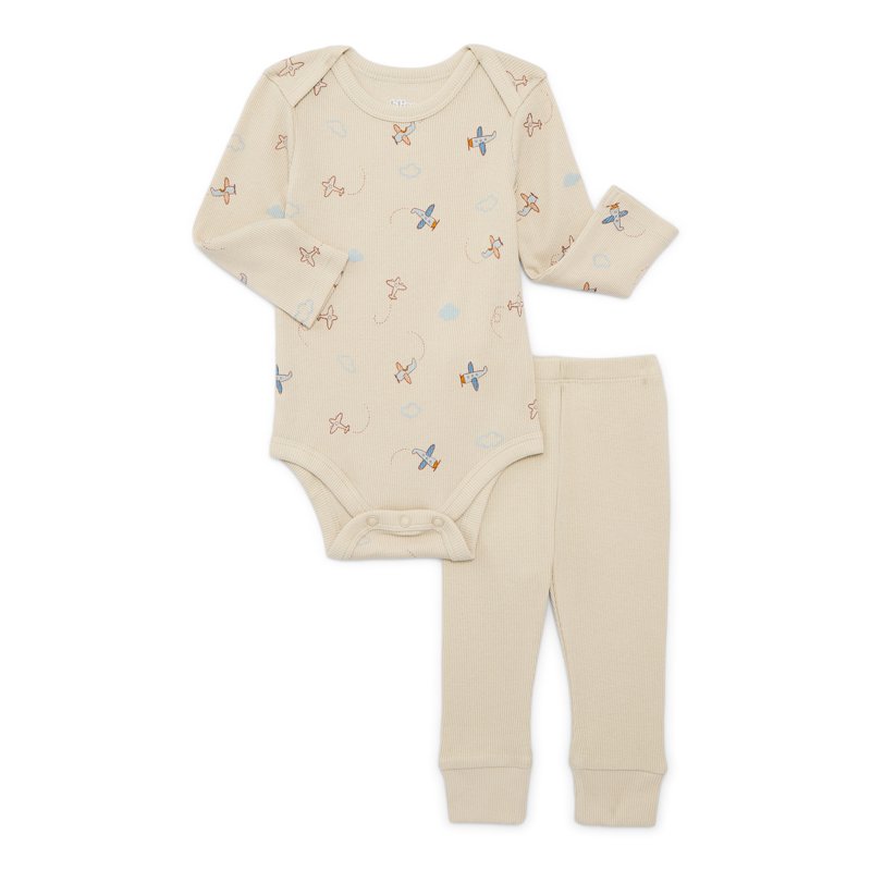 Bliss by Garanimals Baby Boys or Girls Ribbed Cotton Bodysuit and Leggings Set 2-Piece Sizes 0-12 Months