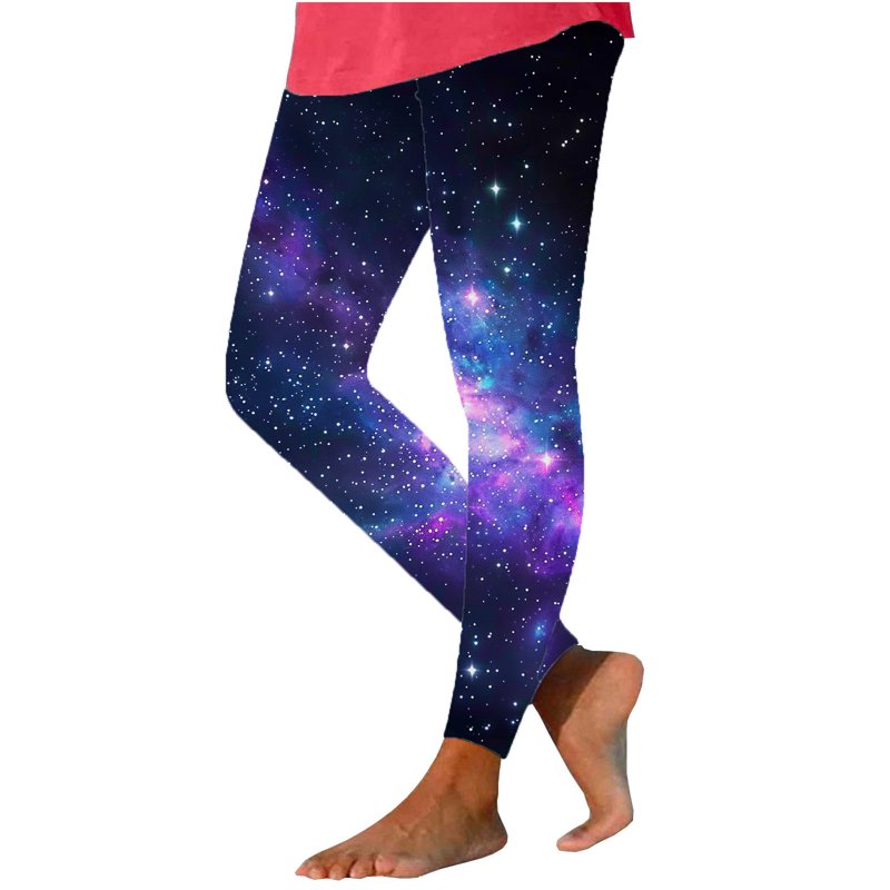 BLTIBY Women's High Waisted Yoga Pants Spring Fall Athletic Sports Running Leggings Tummy Control Star Space Printed Trousers Casual Fashion 2025 Multicolor M
