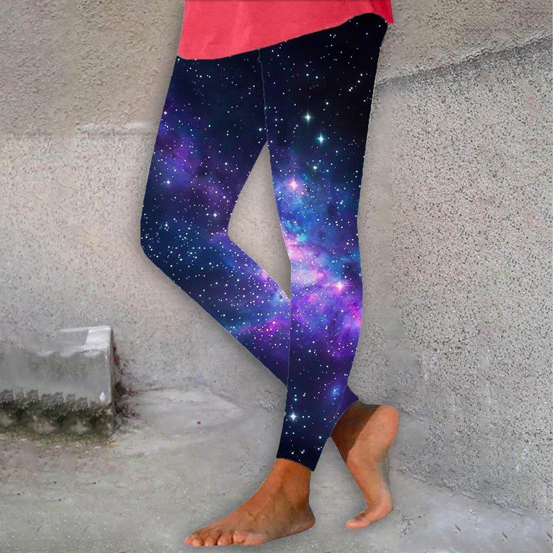 BLTIBY Women's High Waisted Yoga Pants Spring Fall Athletic Sports Running Leggings Tummy Control Star Space Printed Trousers Casual Fashion 2025 Multicolor M