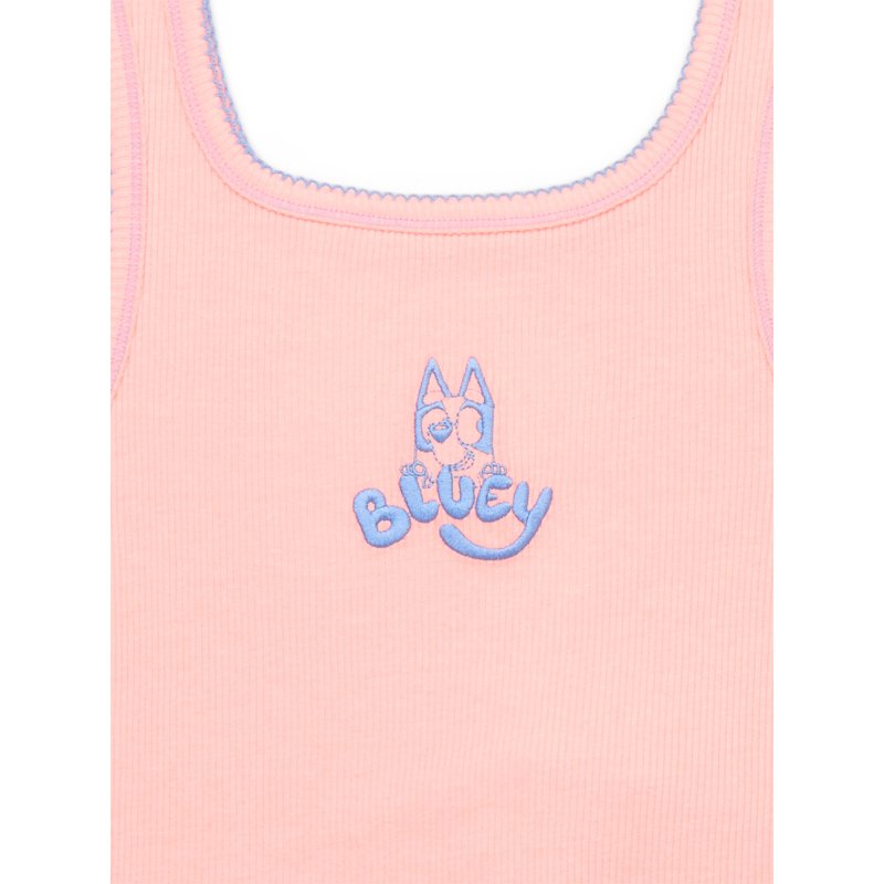 Bluey Girls Embroidered Tank Top And Shorts Set 2-Piece Sizes 4-16