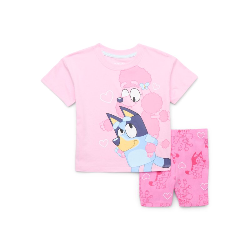 Bluey Toddler Girl Graphic Tee And Allover Print Bike Shorts Set 2-Piece Sizes 12M-5T