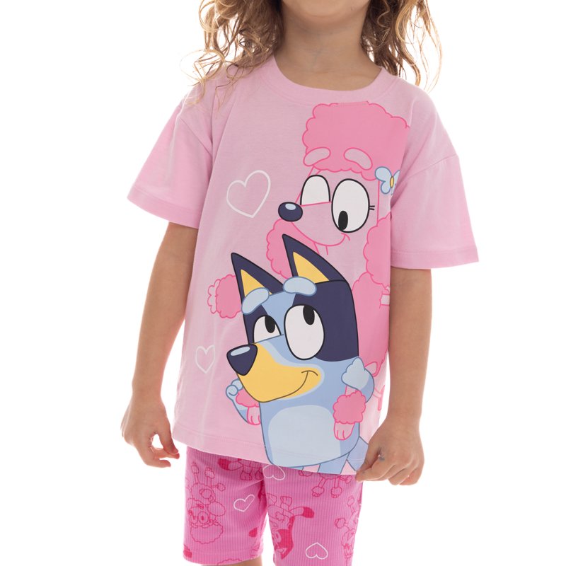 Bluey Toddler Girl Graphic Tee And Allover Print Bike Shorts Set 2-Piece Sizes 12M-5T