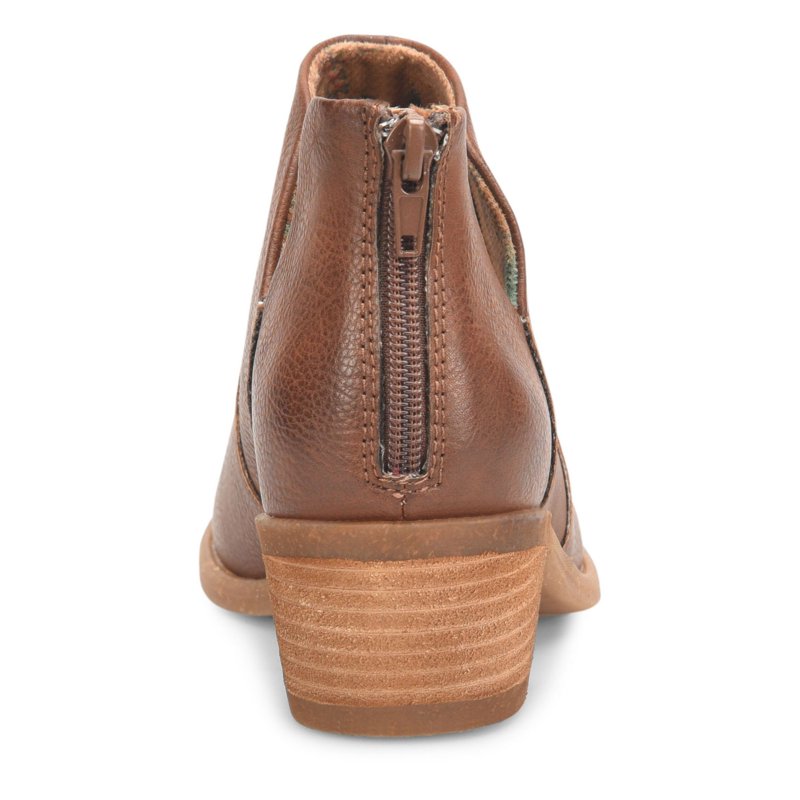 BOC Womens Brown Side Cut Outs Cushioned Breathable Lucy Round Toe Stacked Heel Zip-Up Shootie 6 M