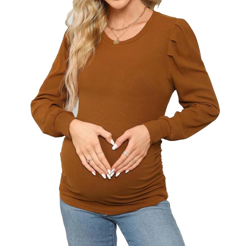 Bovxnpu Maternity Clothes For Women Women's Maternity Shirts Long Sleeve Pregnancy Tops Pregnant Women's Clothing Can Be Worn As A Versatile Round Neck Long Sleeved Top With A Base Layer XL