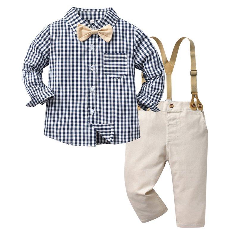 Boys Easter Outfit Toddler Baby Long Sleeve Plaid Prints T Shirt Tops Pants Child Kids Fashionable Clothing Fit Cotton Pajama Set