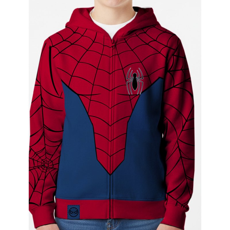 Boys Licensed Cosplay Hoodie Spiderman Sizes XS-XXL