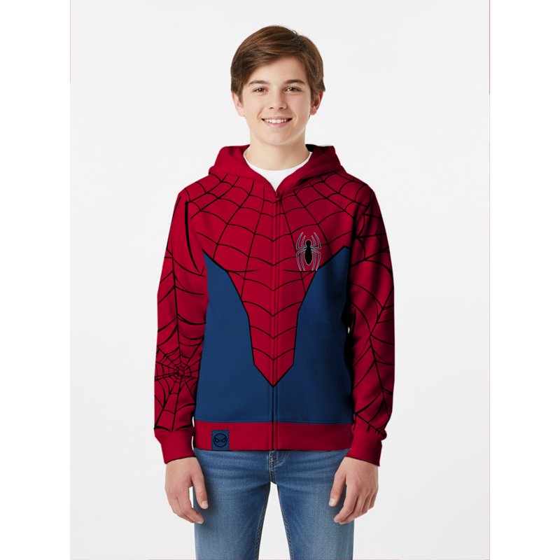 Boys Licensed Cosplay Hoodie Spiderman Sizes XS-XXL