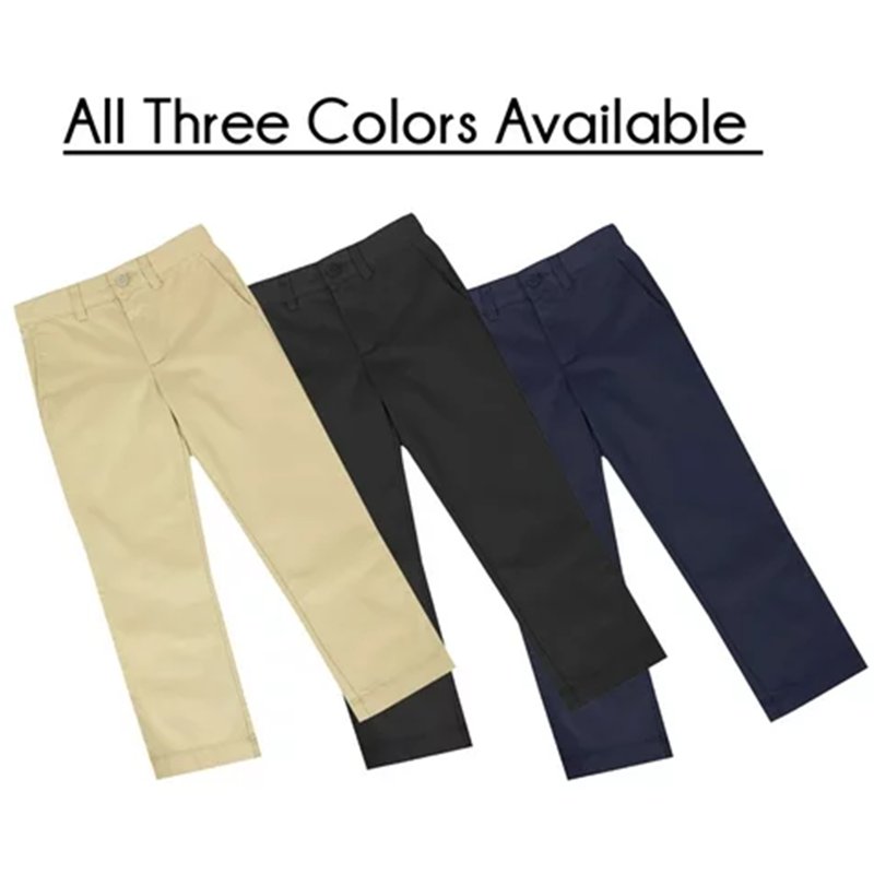 Boys Slim Straight Flat Front School Uniform Pants(Little Boys Big Boys)(3-Pack)